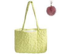Genérico Large Quilted Flower Tote Bag for Women, Lightweight Shoulder Bag with Inner Pocket, Soft Sweet Pastel Shopping Handbag