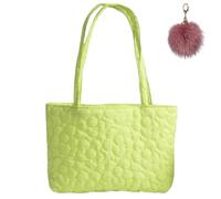 Genérico Large Quilted Flower Tote Bag for Women, Lightweight Shoulder Bag with Inner Pocket, Soft Sweet Pastel Shopping Handbag