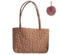 Genérico Large Quilted Flower Tote Bag for Women, Lightweight Shoulder Bag with Inner Pocket, Soft Sweet Pastel Shopping Handbag
