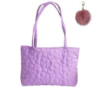 Genérico Large Quilted Flower Tote Bag for Women, Lightweight Shoulder Bag with Inner Pocket, Soft Sweet Pastel Shopping Handbag