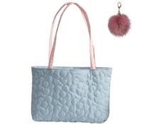 Genérico Large Quilted Flower Tote Bag for Women, Lightweight Shoulder Bag with Inner Pocket, Soft Sweet Pastel Shopping Handbag