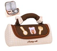 Genérico Large Volume Case, Animal Pattern Pen Holder, 8x4 Inches Pouch with Side Handle, Cute Fabric Stationery Carrier, Storage Organizer with Zipper Style, School Supply for Classroom & Home