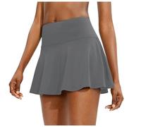 Genérico Las Polainas de Encargo de Talle Alto de Soild de Encargo de Las Mujeres Que Funcionan con Las Faldas Suaves de los Pantalones Cortos de la Yoga del Entrenamiento (Grey, L)