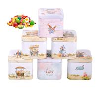 Genérico Latas Para Galletas Con - Set 6 Piezas De Almacenamiento Metal | Diseño Conejos Y Tapa 7,5x7,5x7cm Material Hierro Para Galletas De Pascua Dulces Snacks Regalos Primavera Bodas Cumpl