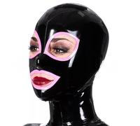 Genérico Latex Hood Mask Full Face Party Latex Mask-clothing with Trim Back Zipper Open Eyes Mouth (pink,S)