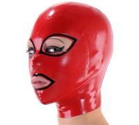 Genérico Latex Hood Mask Full Face Party Latex Mask-clothing with Trim Back Zipper Open Eyes Mouth (red,L)