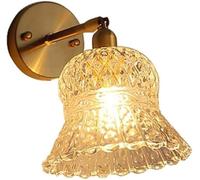 Genérico LAUMZX Aplique de pared verde vintage, lámpara latón Art Déco con pantalla vidrio, interior estilo victoriano for dormitorio, tocador baño y decoración pasillo(Transparent)