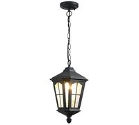 Genérico LAUMZX Linterna colgante for exteriores, lámpara exterior negra vintage con vidrio de agua, porche aluminio fundido a presión impermeable for puerta entrada, cenador, patio(Black)