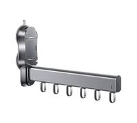 Genérico Laundry Hanger, Clothes Drying Rack Wall Mounted, 19.09x6.69x2.17 Inch, Retractable Folding Rod Dryer, Suction Cup Space Saver, Ideal for Balcony, Bathroom, Travel, Camping, Black