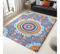 Genérico Lavable A Máquina, Alfombra De Pelo Corto, Flores Mandala Retro 120 X 170 Cm Alfombra Moderna Y Mullida, para Salón, Parte Inferior Antideslizante, Decoración del Hogar, Multicolor