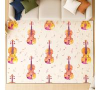 Genérico Lavable a máquina, Alfombra Pelo Corto, Soñador Minimalista Guitarra 80 x 120 cm Alfombra Acuarela mullida, para salón, Parte Inferior Antideslizante, Decoración del Hogar, Blanca