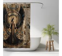 Genérico Lavable a máquina Oro Cortina de Ducha Elegante Fantasía Simbolo Egipcia Reina,De Tela de poliéster Que se Adapta Perfectamente a Cualquier decoración de baño Shower Curtain 180An x 180Al cm