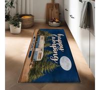 Genérico Lavable Alfombras de Pasillo Larga 60 x 180 cm, Alfombra Cocina Corredor Antideslizante Animal Furgoneta Pino Cielo Nocturno Tapete Pelo Corto Estilo Retro Comedor para Entrada Habitacion