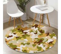 Genérico Lavable Alfombras Redondas 180 cm (Rond),Antideslizante Modernismo Abstracción Camuflaje Alfombra Círculo Redondeada Medallón - Impreso Alfombras de área Salón Dormitorio Vistoso