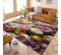 Genérico Lavable Alfombras Suave Pelo Corto 80x150 cm 3D RomáNtico Floral Antideslizante Moderna Decoración del hogar Alfombra Vistoso para Salón Dormitorio Comedor Perro, Entrada, Puerta