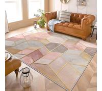 Genérico Lavable Alfombras Suave Pelo Corto 80x150 cm Lujo GeometríA Arte. Antideslizante Moderna Decoración del hogar Alfombra Rosa para Salón Dormitorio Comedor Perro, Entrada, Puerta