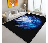 Genérico Lavables Lavadora Alfombras 60 x 110 cm, Negro Antideslizante Alfombra, Simple Fantasía Cabeza De Dragón patrón Franela Resistente a la decoloración Alfombras para Sala de Estar Dormitorio