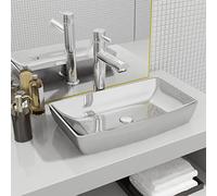 Genérico Lavabo 71x38x13,5 cm cerámica Plateado,Bricolaje,Fontanería,Piezas para fontanería,Lavabos y fregaderos,Lavabos-143479