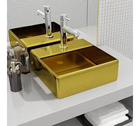 Genérico Lavabo con Orificio para Grifo 38x30x11,5 cm cerámica Dorado,Bricolaje,Fontanería,Piezas para fontanería,Lavabos y fregaderos,Lavabos-143488