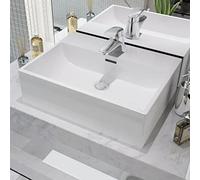 Genérico Lavabo con Orificio para Grifo cerámica Blanco 51,5x38,5x15 cm,Bricolaje,Fontanería,Piezas para fontanería,Lavabos y fregaderos,Lavabos-142346