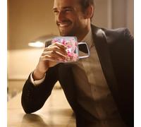 Genérico Layer Flowers Coffee Cup 200ml - Glass Mug with Handle | Floral Design Cup for Coffee, Tea, Juices, Cappuccino, Latte, Hot Drinks, Office Kitchen Dining Tableware Gift for Women Men