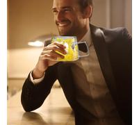 Genérico Layer Flowers Coffee Cup 200ml - Glass Mug with Handle | Floral Design Cup for Coffee, Tea, Juices, Cappuccino, Latte, Hot Drinks, Office Kitchen Dining Tableware Gift for Women Men