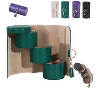 Genérico Layered Travel Jewelry Case,3 Layers Cylinder Shaped Jewelry Case Organizes,Portable Layered Jewelry Storage Box with Tassel,Womens Pocket Cases Travel Jewelrys Bag (Green)