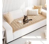 Genérico Lazy Soft Flannel Breathable Pet Mat Non-Slip Couch Cover, Sofa Blanket Bolster Dog Mat Couch Cover, Pet Mat & Sofa Protector Breathable Washable for All Pets (Coffee,70 * 150 CM)