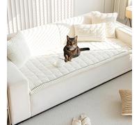 Genérico Lazy Soft Flannel Breathable Pet Mat Non-Slip Couch Cover, Sofa Blanket Bolster Dog Mat Couch Cover, Pet Mat & Sofa Protector Breathable Washable for All Pets (Beige,80 * 120 CM)