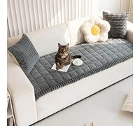 Genérico Lazy Soft Flannel Breathable Pet Mat Non-Slip Couch Cover, Sofa Blanket Bolster Dog Mat Couch Cover, Pet Mat & Sofa Protector Breathable Washable for All Pets (Dark Grey,70 * 180 CM)