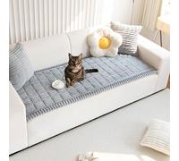 Genérico Lazy Soft Flannel Breathable Pet Mat Non-Slip Couch Cover, Sofa Blanket Bolster Dog Mat Couch Cover, Pet Mat & Sofa Protector Breathable Washable for All Pets (Light Grey,70 * 150 CM)
