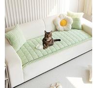 Genérico Lazy Soft Flannel Breathable Pet Mat Non-Slip Couch Cover, Sofa Blanket Bolster Dog Mat Couch Cover, Pet Mat & Sofa Protector Breathable Washable for All Pets (Green,90 * 120 CM)