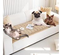 Genérico Lazy Soft Flannel Breathable PetMats Non-Slip Couch Cover, Sofa Blanket Bolster Dog Mat Couch Cover, Suitable for All Pets with Washable Covered (Khaki,60 * 150cm(23.6 * 59in))