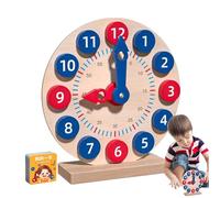 Generico Learn To Tell Time Clock for Kids - Wood Telling Time Teaching with 18 Cards | Activity Set, Practice, Kids Analog Clock for Homeschool Supplies, Learn To Tell Easily