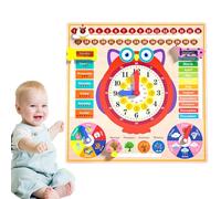 Genérico Learning Clock, Owl-Shaped Toy Clock for Kids, Wooden Toddler Calendar, Weather Station Forecast Board, Educational Teaching Tool for Early Learning, Perfect for Interactive Play, 30x30cm