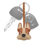 Genérico Leather Bag Ornaments - French Bulldog Handmade Keychain, PU Leather Accessory with Stitching Feature, Mini Charm Build with Stylish Design, Fashion Accessory Practical Style