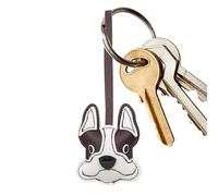 Genérico Leather Bag Ornaments - French Bulldog Handmade Keychain, PU Leather Accessory with Stitching Feature, Mini Charm Build with Stylish Design, Fashion Accessory Practical Style