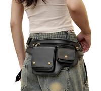Genérico Leather Bum Bag - Vintage Belt Pouch | 32x2.5x17cm Waist Packs with Zippered Storage, Costume Accessory for Fairs, Hiking Waist Packs, Pirate Larp Accessory for Men Reenactments