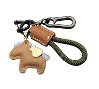 Genérico Leather Horse Keychain - Elegant Animal Accessory for Bags Keys | Leather with Metal Ring, Handcrafted Design, Stylish and Charm for Everyday Carry Secure Attachment 2.36x1.97 in