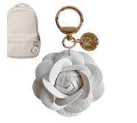 Genérico Leather Keychain Charm, Flower Shape Keyring Pendant, Stylish Floral Accessory, Women Girls Teens Keychains, Lightweight Design, Suitable for Indoor Outdoor Traveling School Leisure