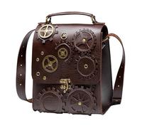 Genérico Leather Messenger | Adjustable PU Leather Steampunk Messenger | Large Capacity Sling with 2 Compartments for Tablet, Wallet, Keys