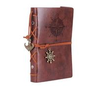 Generico Leather Notebook - A6 Binder Journal | Small Refillable Notepad For Writing Drawing Sketchbook, PU Personal Organizer Pocket Diary Planner Travel Stationery Brown Cover Loose Leaf Paper Set