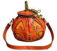 Genérico Leather Pumpkin Purse for Women, Purely Handmade Leather Pumpkin Bag, Artisan Crafted Vintage Leathers Handbag (1pcs)
