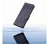 Genérico Leather Wallet Case for iPhone 17 Pro Max/17 Pro/17 Air/17, Genuine Leather Crocodile-Texture Flip Folio with Card Slots & Stand, TPU Bumper, Raised Edges for Lens & Screen(Black,17 Pro MAX)