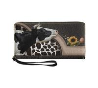 Generico Leather Wallets, Stylish Money Purse, Soft Credit Card Holder, Cow Print Purses, Fashionable Cow Print Wallet for Women Stylish Pu Leather Purses for Ladies, 7.87x1.18x4.33in, B,