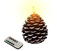 Genérico LED Candles - Pine Cone Flickering LED Lights | Battery Powered with Remote Timer Real Wax Coating for Christmas Weddings Home Halloween Party Decoration Ambiance, 10x10x12cm