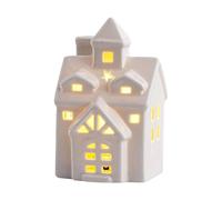 Genérico LED Ceramic Christmas House - Festive Holiday Decoration | Compact 2.76-3.54in Width, 4.92in Height, Built-in Button Battery, Rustic Ornament for Home Party Mantel Shelf