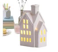 Genérico LED Ceramic Christmas House - White Porcelain Village Decor | White Ceramic Christmas Village House with Warm LED Glow & Built-In Button Battery (520g). Available in 3 Houses (A/B/C).