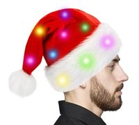 Genérico LED Christmas Hat - Light Up Accessory, Festive Design | Built-in Multicolor Lights, Soft Fabric, Perfect For Parties, Events, Christmas Photos, Fun, Adults And Kids