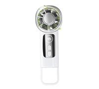 Genérico LED Display USB Charging Small Fan - Clip And Hook Feature, 4 Inch External Handheld Device, Weatherproof Driving Camping Component, White Fastener | Utility Tool For Kids & Classes
